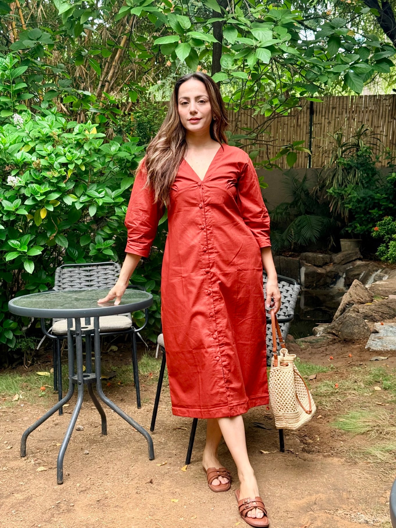 Window Seat Long Dress (Rust)