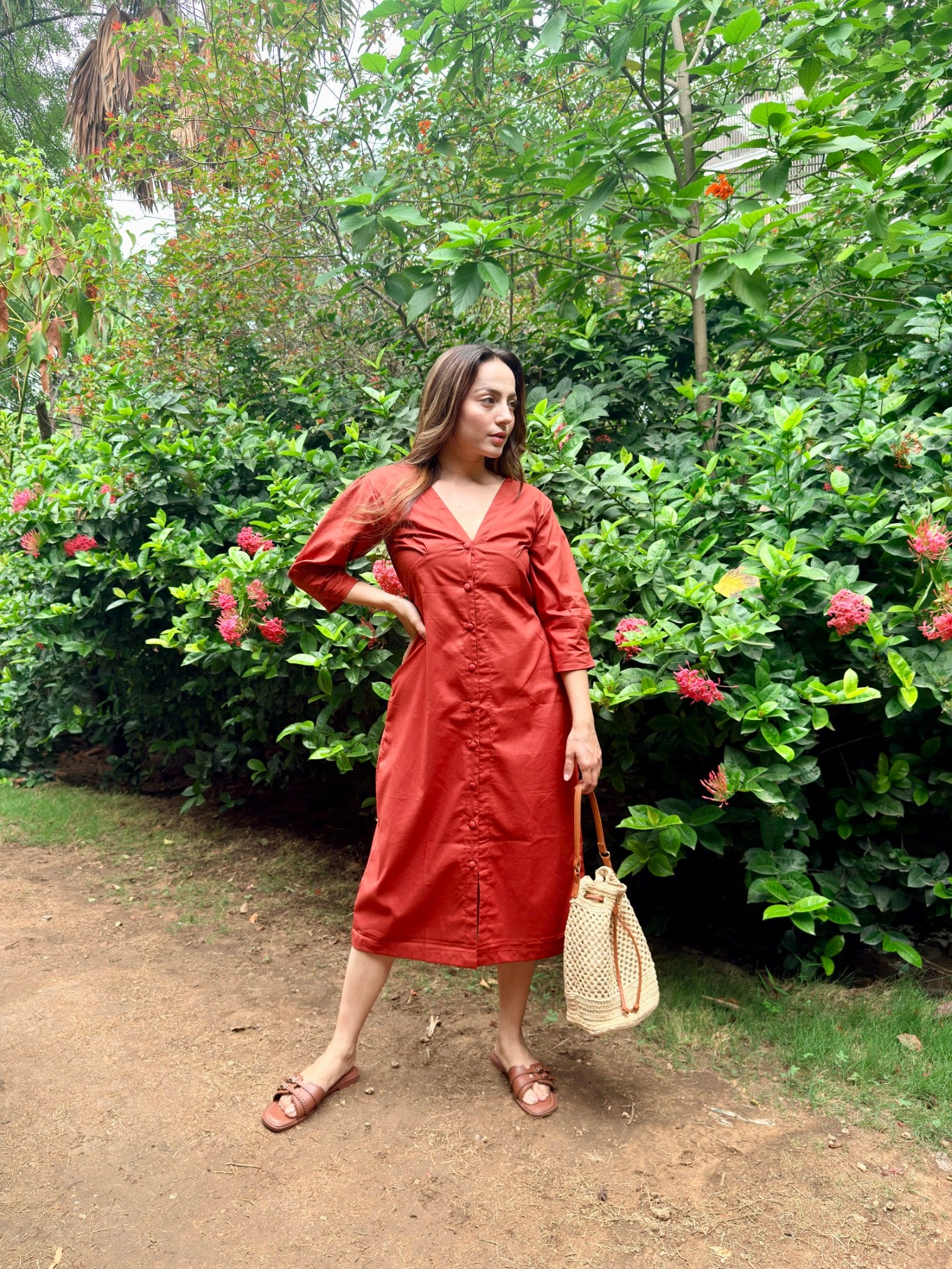 Window Seat Long Dress (Rust)