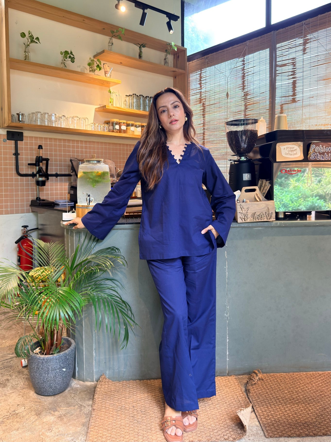 Sunday Stroll Co-ord Set (Navy Blue)