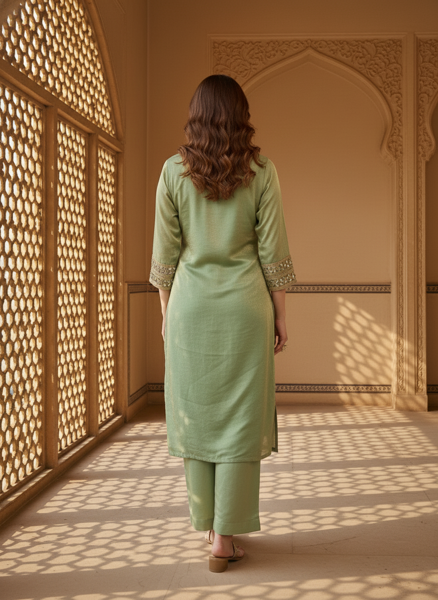Meher Tissue Kurta With Silk Pants