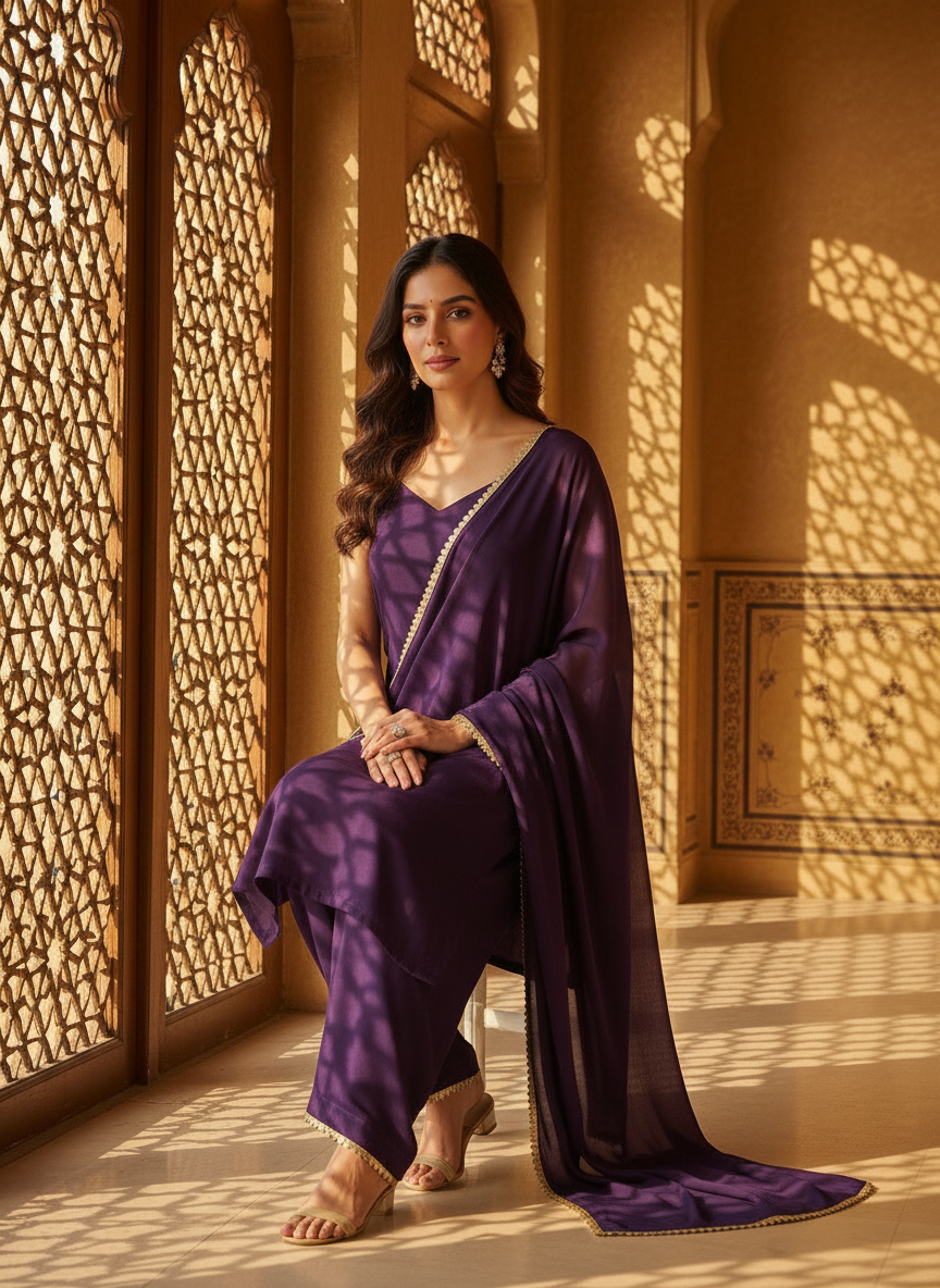 Ruhani Italian Crepe Suit Set