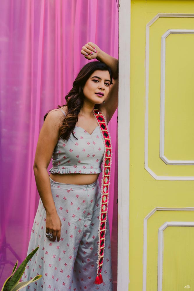 Sanjh' Top & Palazzo with Dupatta