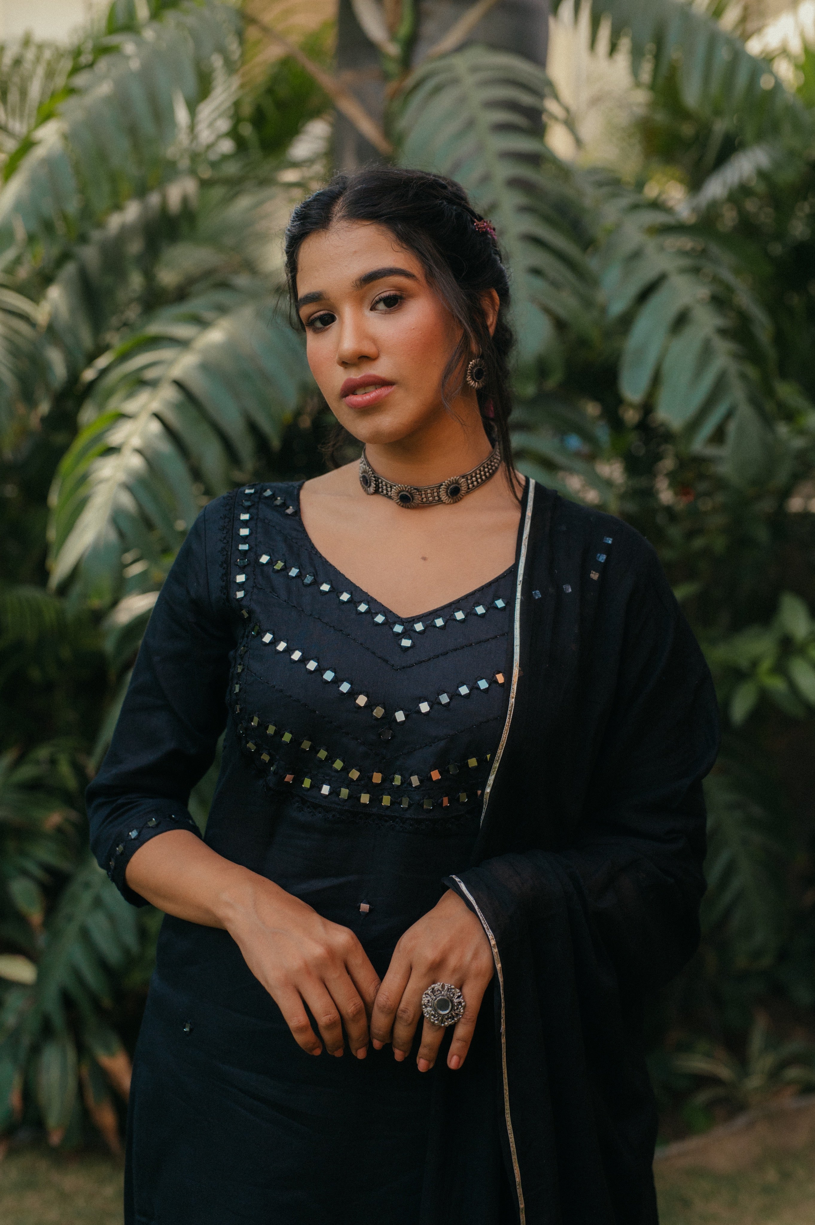 ‘Mehvish’ Mirror Embroidered Suit Set