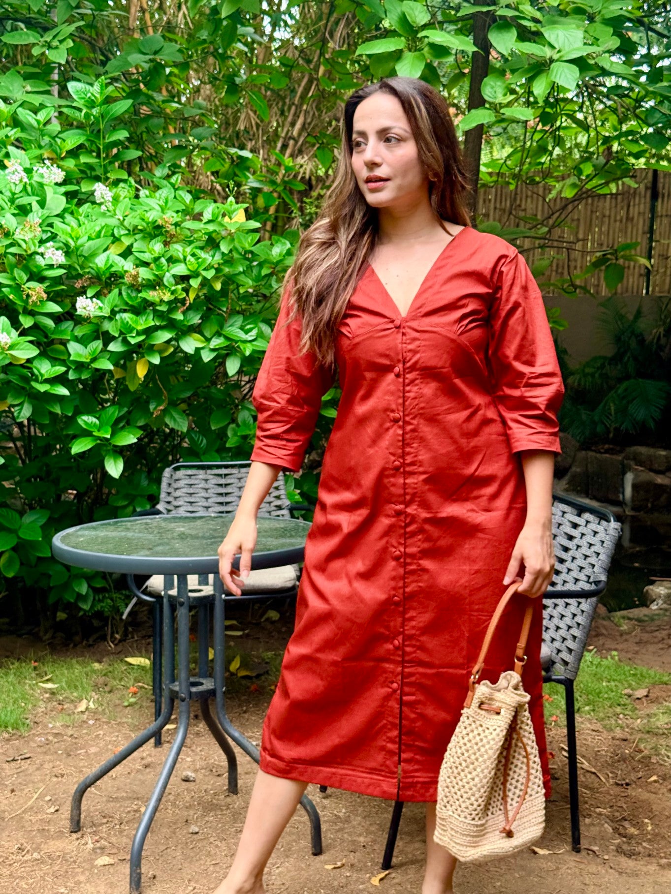 Window Seat Long Dress (Rust)