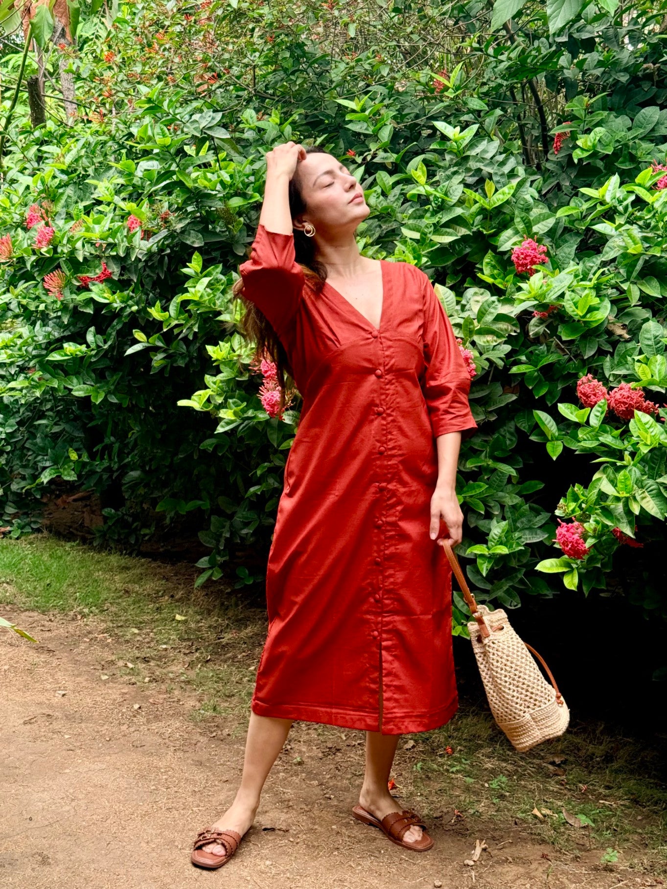 Window Seat Long Dress (Rust)
