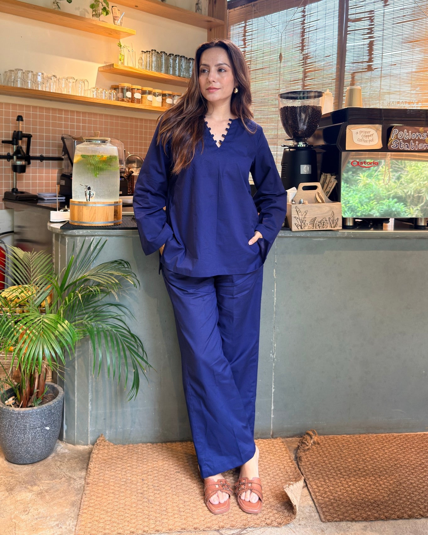 Sunday Stroll Co-ord Set (Navy Blue)