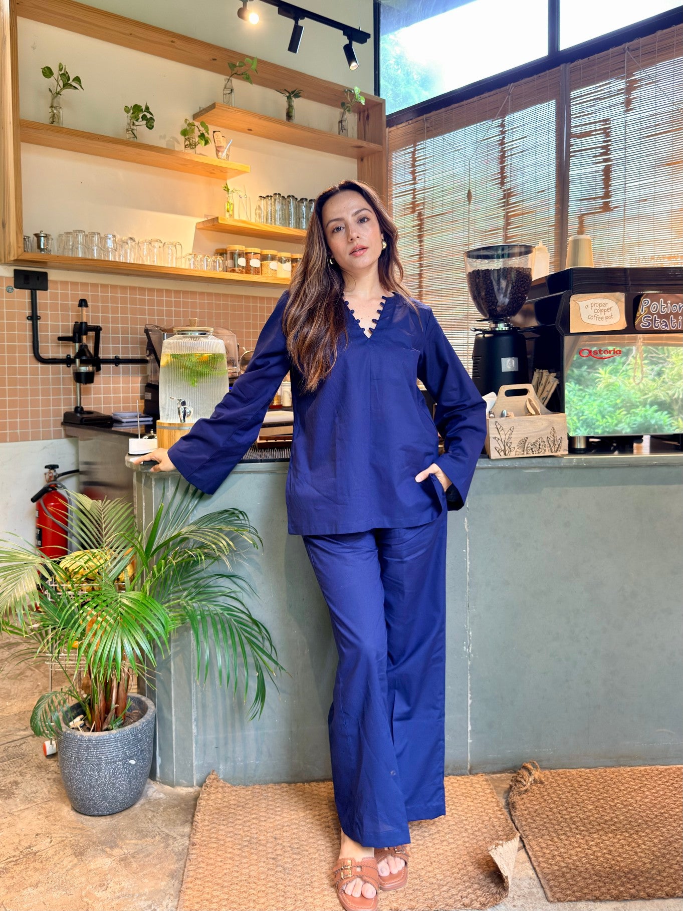 Sunday Stroll Co-ord Set (Navy Blue)