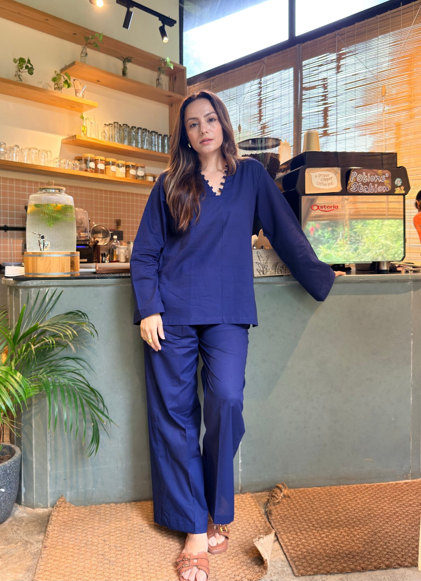 Sunday Stroll Co-ord Set (Navy Blue)