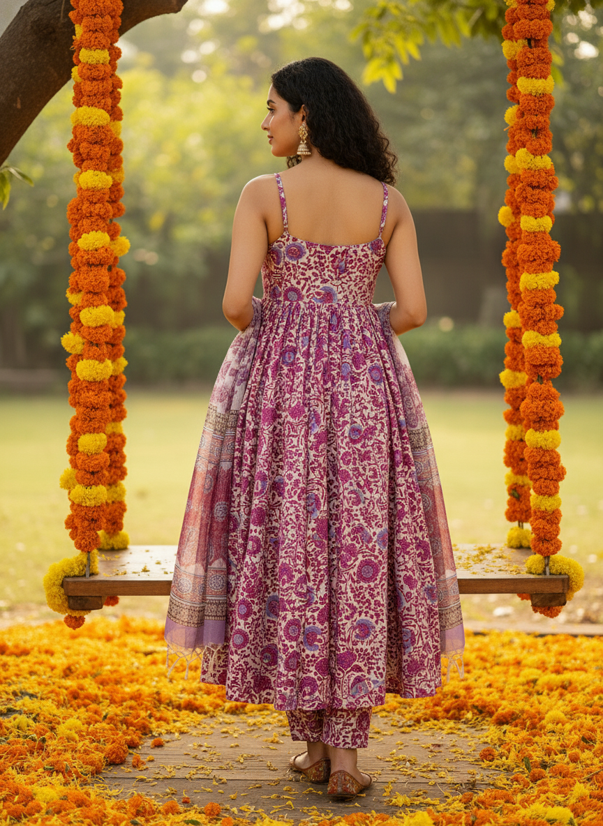 Suhani Block Print Anarkali Set
