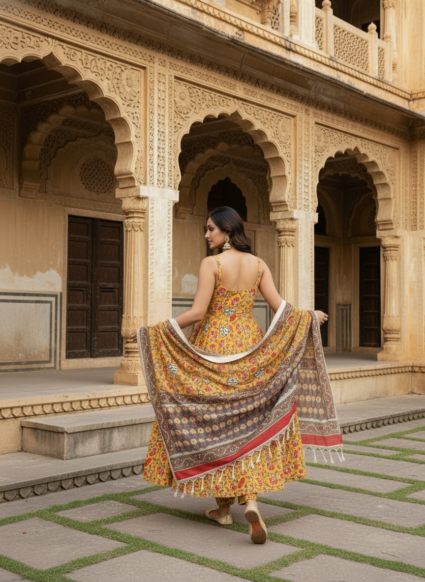 Gulzar Block Print Anarkali Set