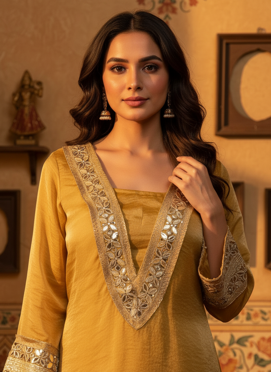 Sona Tissue Kurta With Silk Pants
