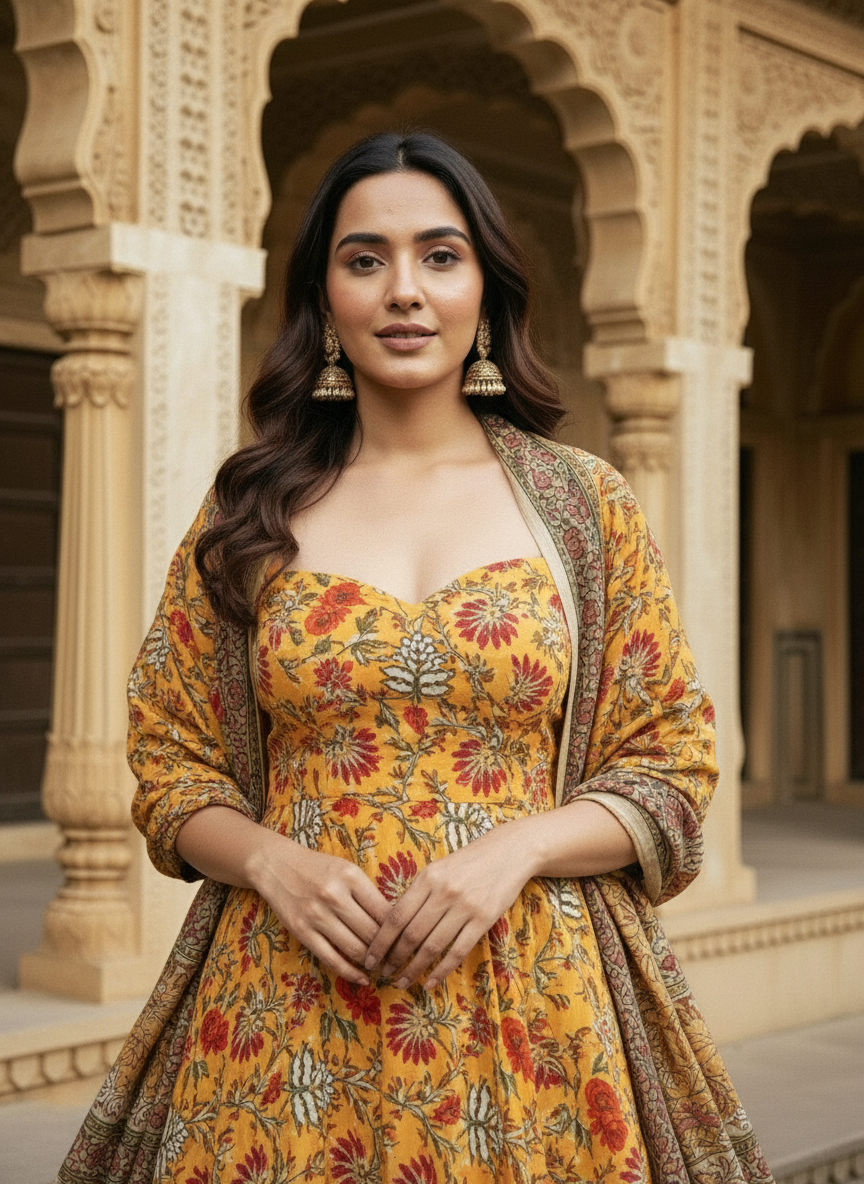 Gulzar Block Print Anarkali Set