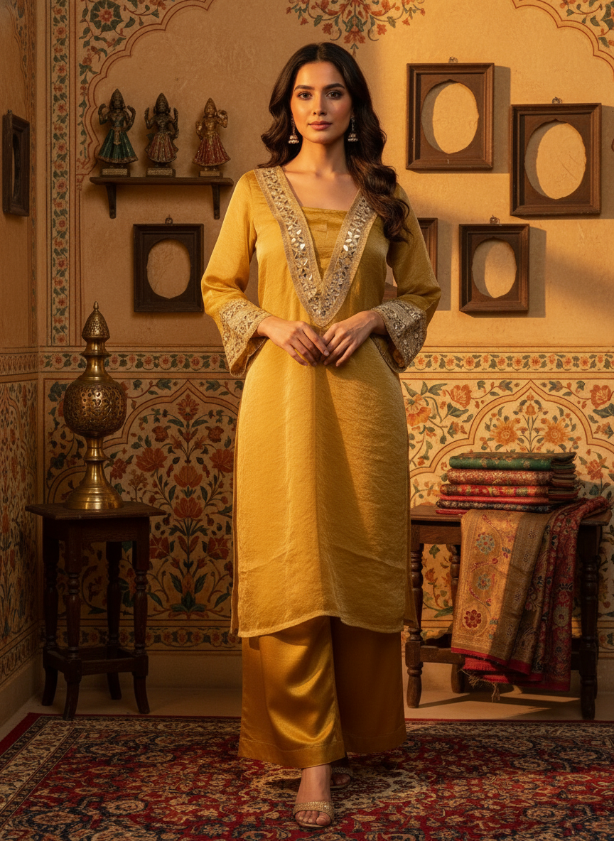 Sona Tissue Kurta With Silk Pants