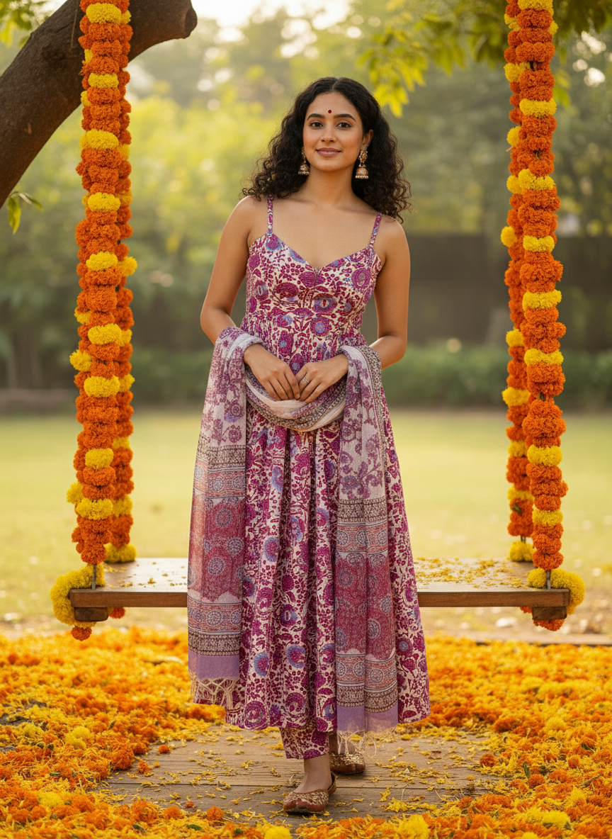 Suhani Block Print Anarkali Set