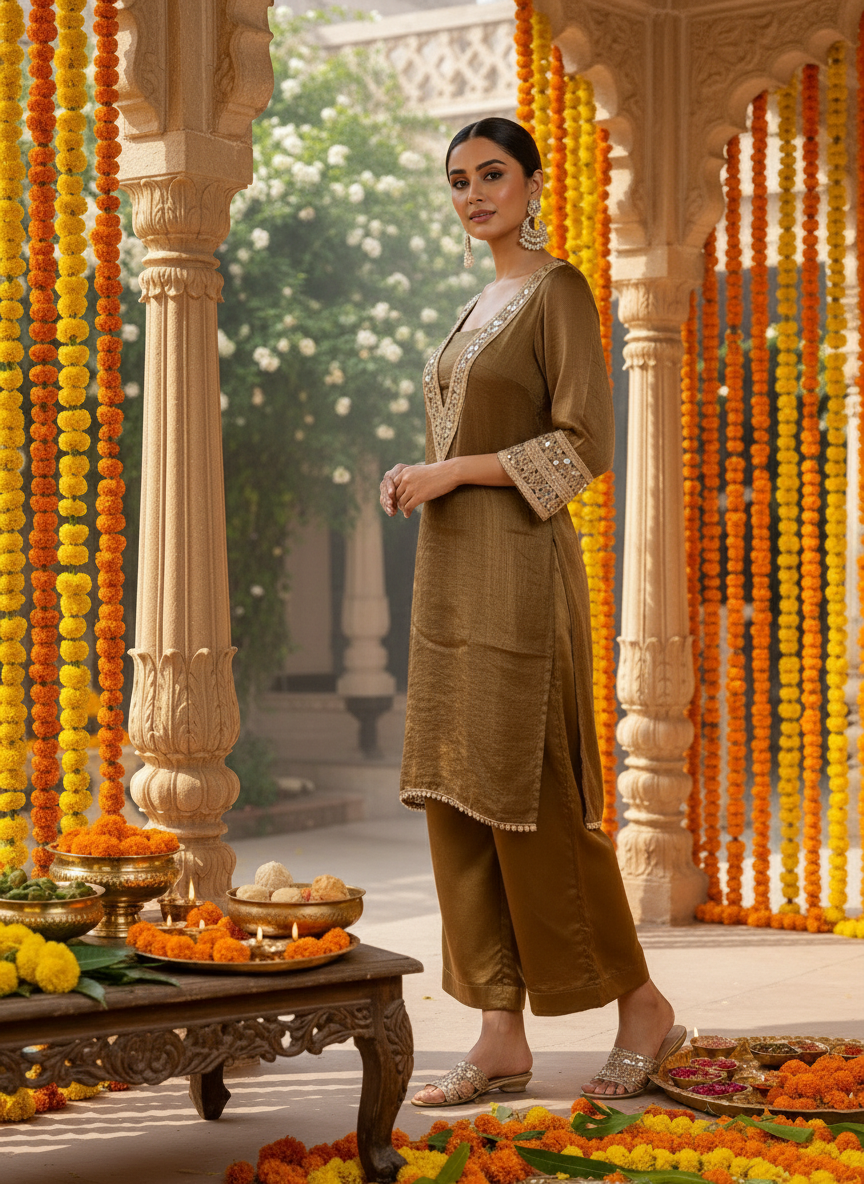 Nargis Tissue Kurta With Silk Pants