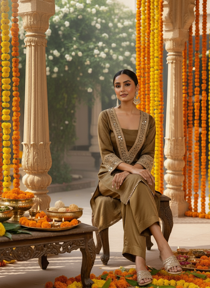 Nargis Tissue Kurta With Silk Pants