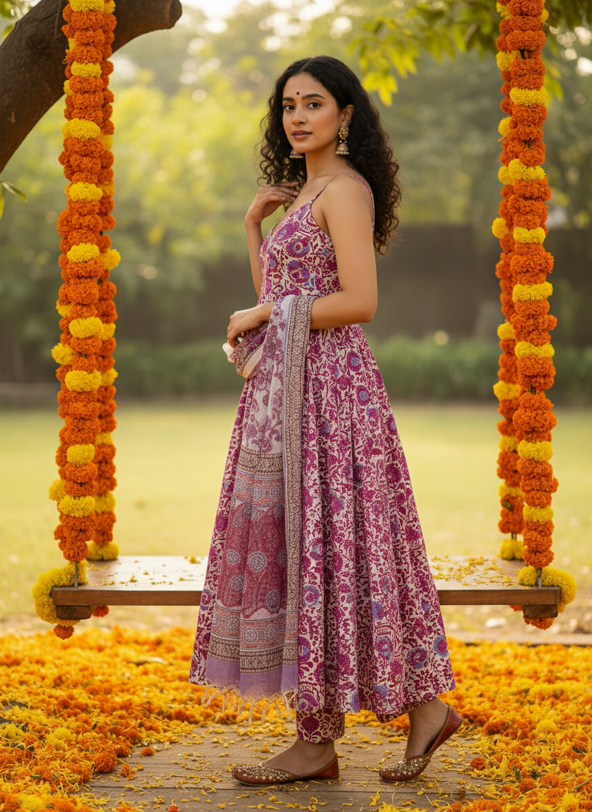 Suhani Block Print Anarkali Set