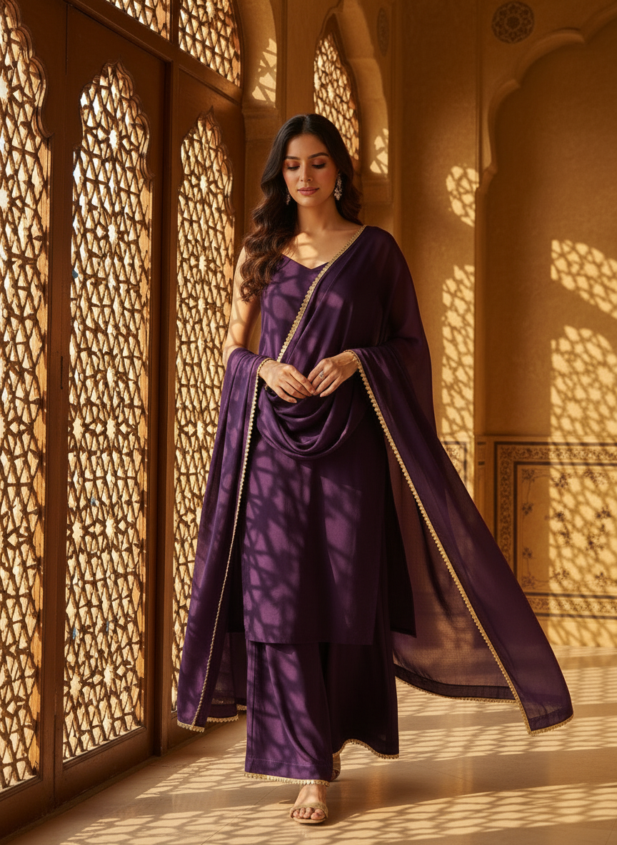 Ruhani Italian Crepe Suit Set