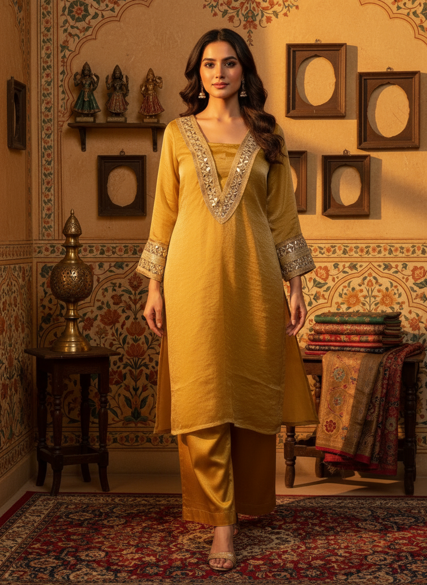 Sona Tissue Kurta With Silk Pants
