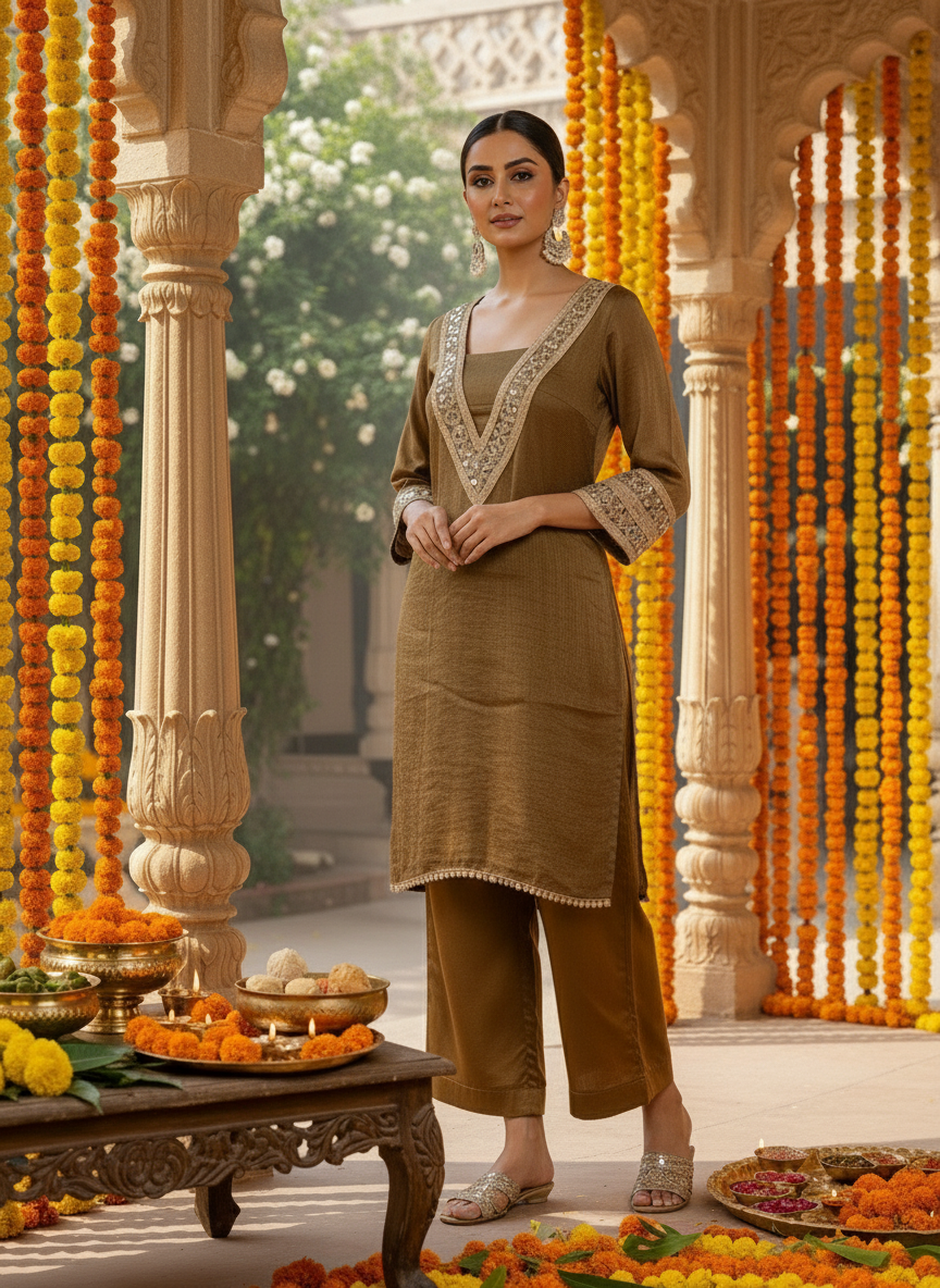 Nargis Tissue Kurta With Silk Pants