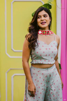 Sanjh' Top & Palazzo with Dupatta