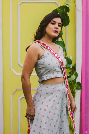 Sanjh' Top & Palazzo with Dupatta