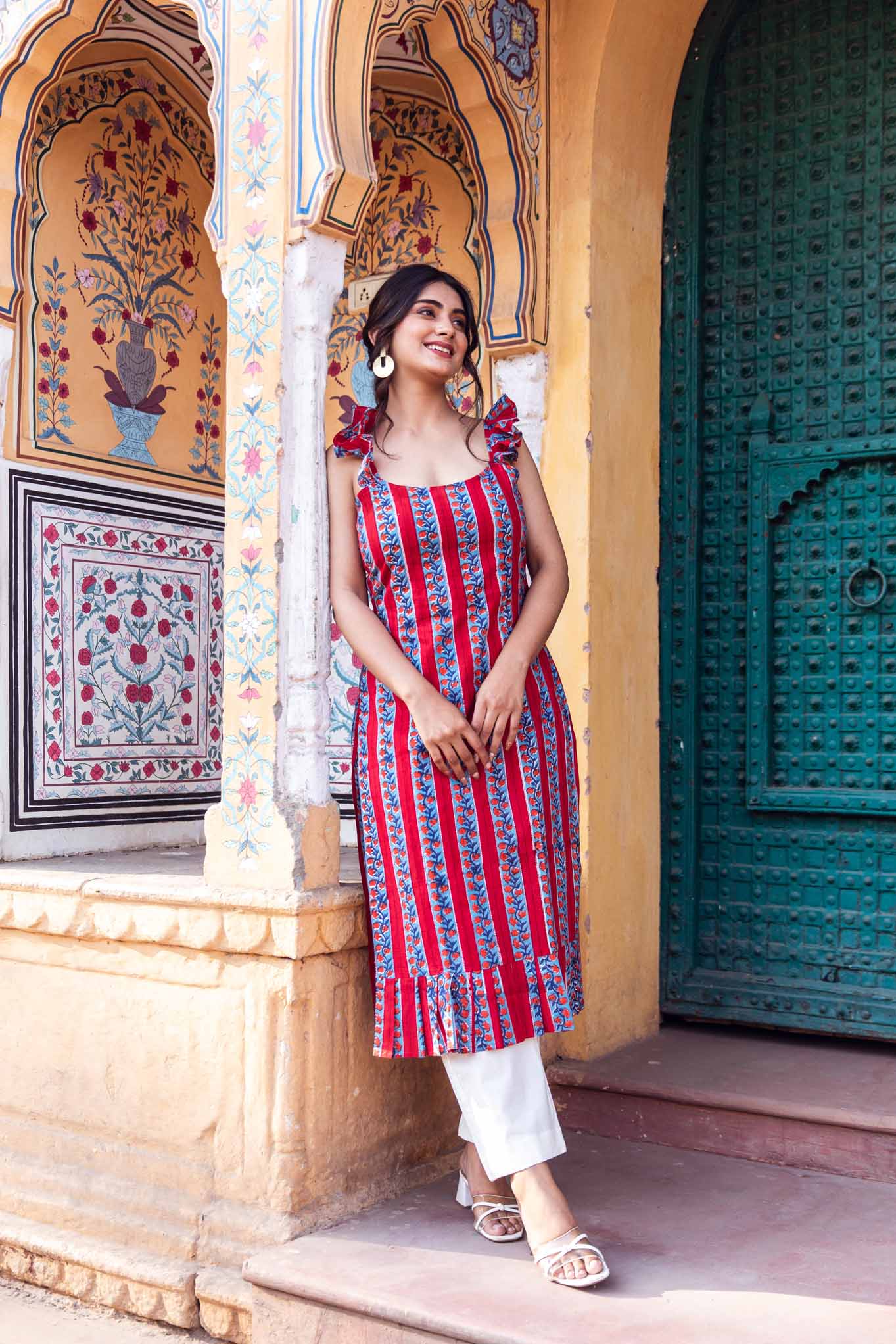 Rangeen Ruffled Shoulder Kurta Pant Set