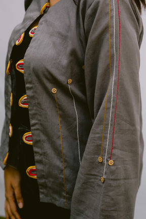 Grey Jacket With Colorful Loops